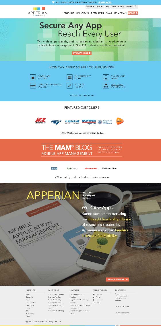 Apperian Home page