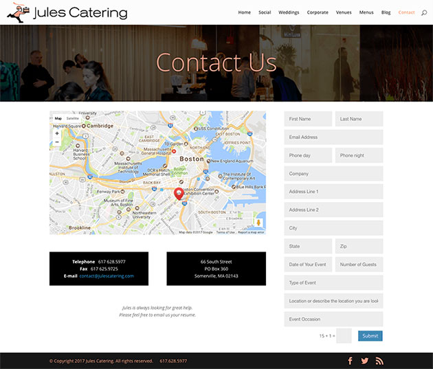 Jules Catering Contact Us